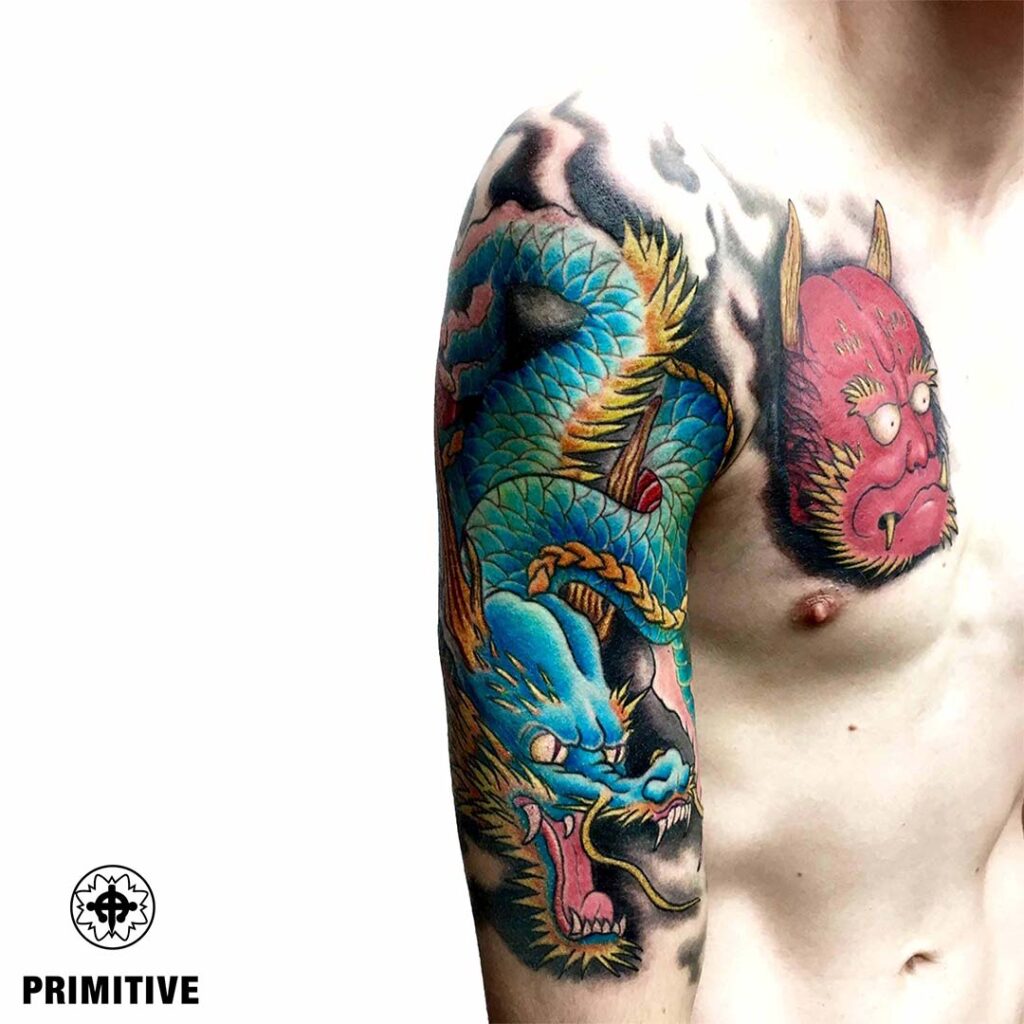Mike DeVries : Tattoos : Body Part Leg : Dragon Tattoo