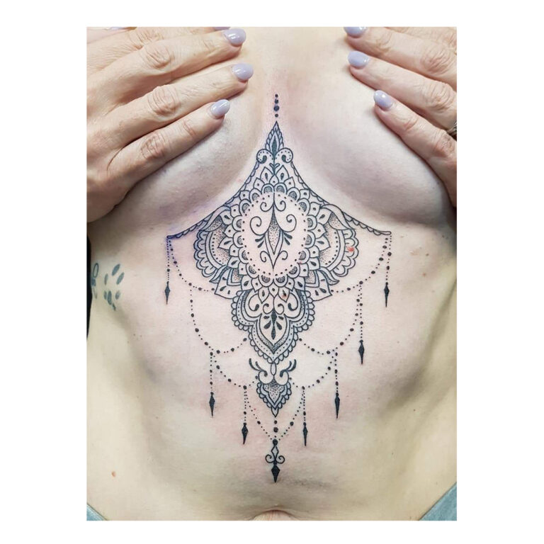 Petra Mandala Geometry geometric tattoo floral sternum hand femals tattoo primitive tattoo tribal best tattoo shop studio in perth script www.primitivetattoo.com.au15