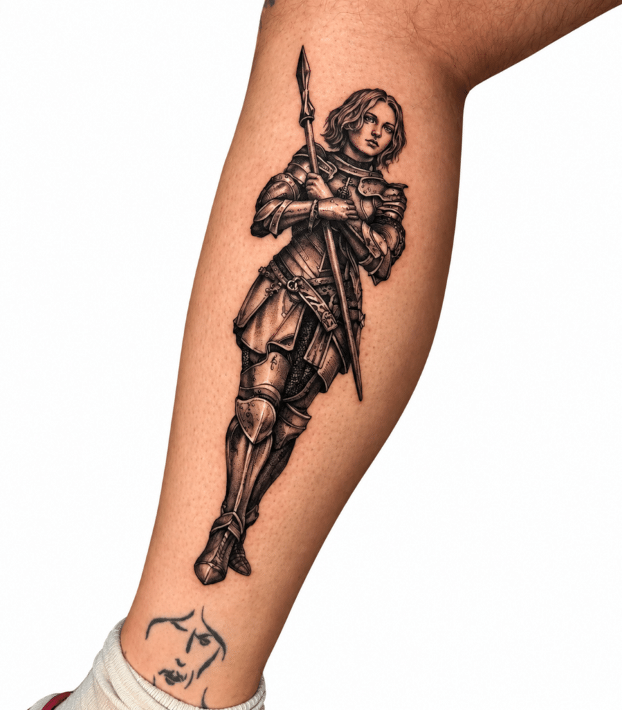 Black and grey classical realism knight tattoo – Best Tattoo Shop in Perth, Western Australia