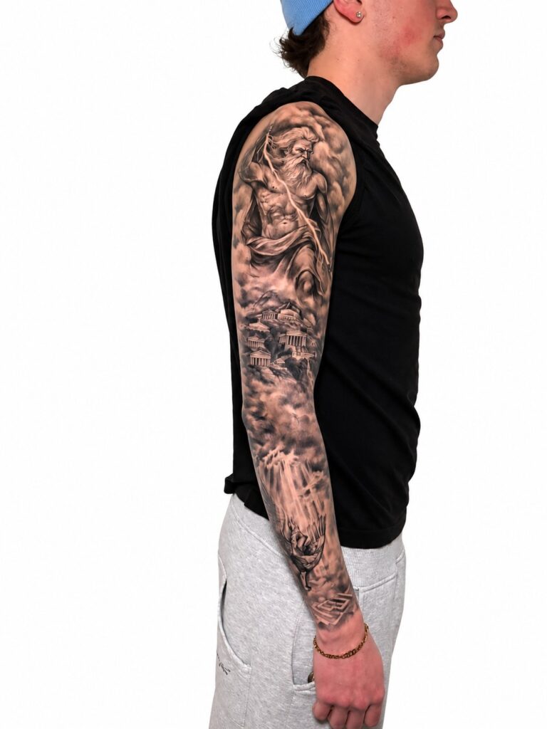 Black and grey realism full sleeve tattoo – Best Tattoo Shop in Perth, Western Australia