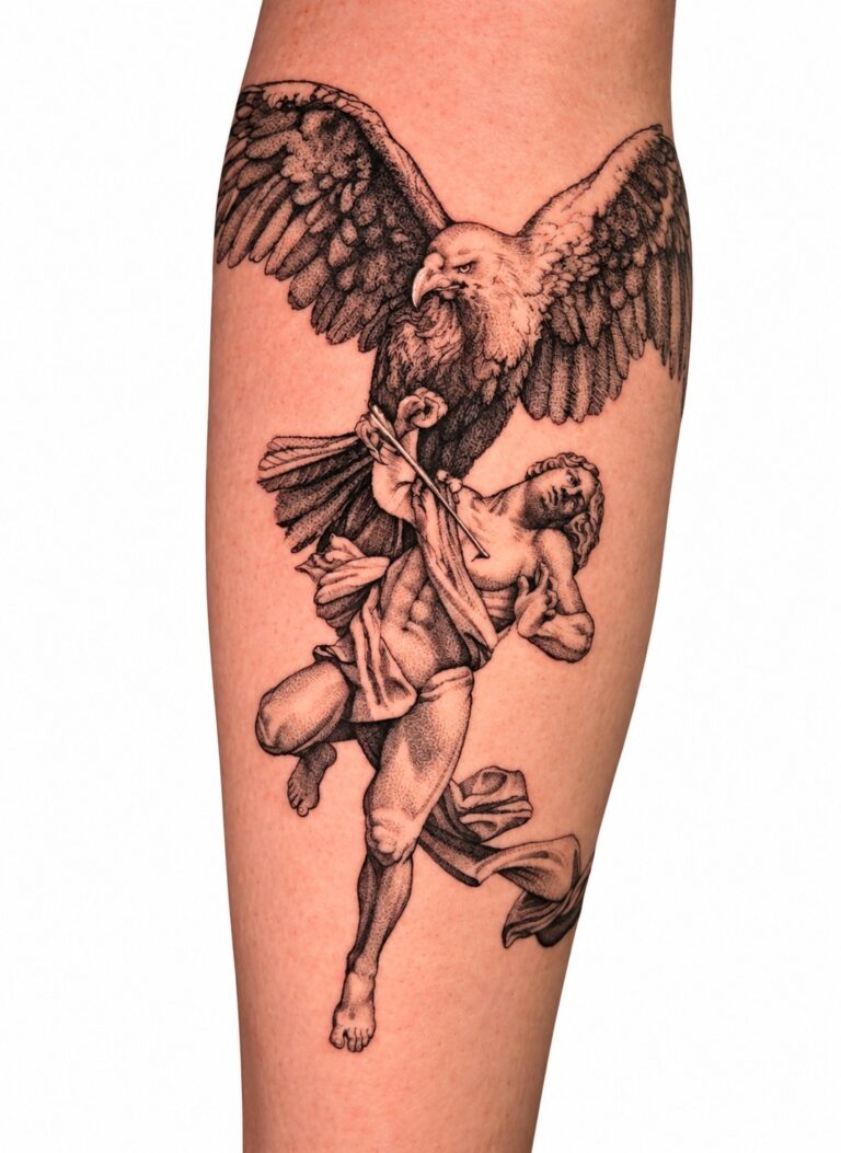 Eagle Ganymede Greek mythology forearm tattoo Perth WA