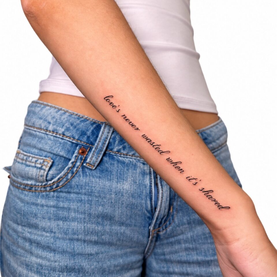 Fine line script forearm tattoo Perth WA