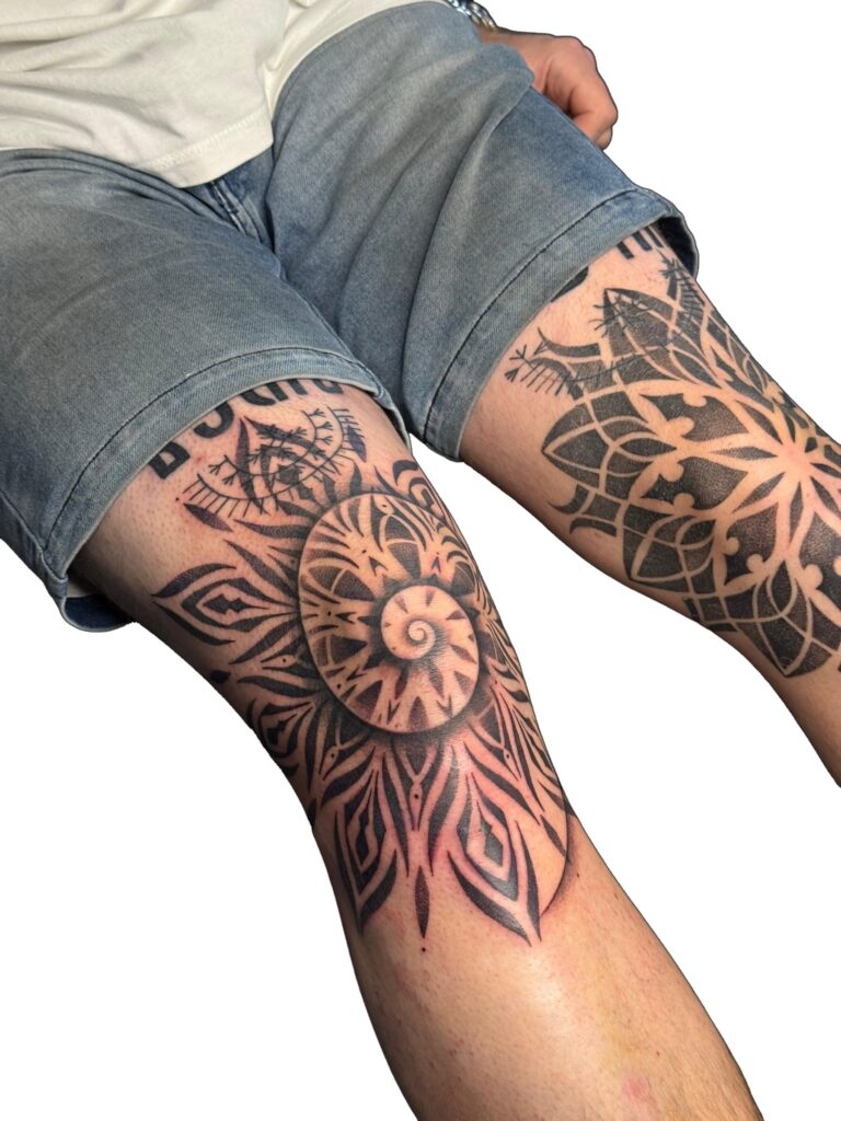 Mandala and geometric knee tattoos – Best Tattoo Shop in Perth, Western Australia