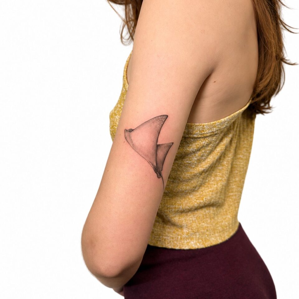Manta ray upper arm tattoo Perth WA
