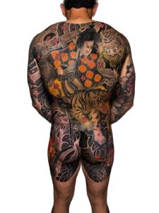 Japanese warrior and tiger body suit tattoo, Perth WA