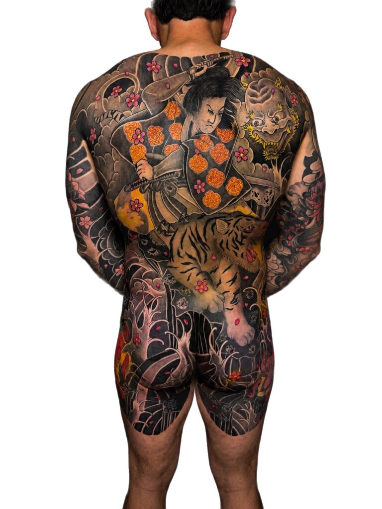 Japanese warrior and tiger body suit tattoo – Best Tattoo Shop in Perth, Western Australia