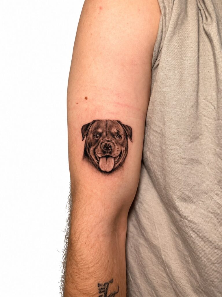 Micro realism dog portrait tattoo – Best Tattoo Shop in Perth, Western Australia